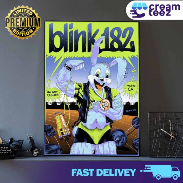 Official blink-182 poster for today’s show at the Save Mart Center in Fresno, CA July 9 2024 Print Art Poster And Canvas