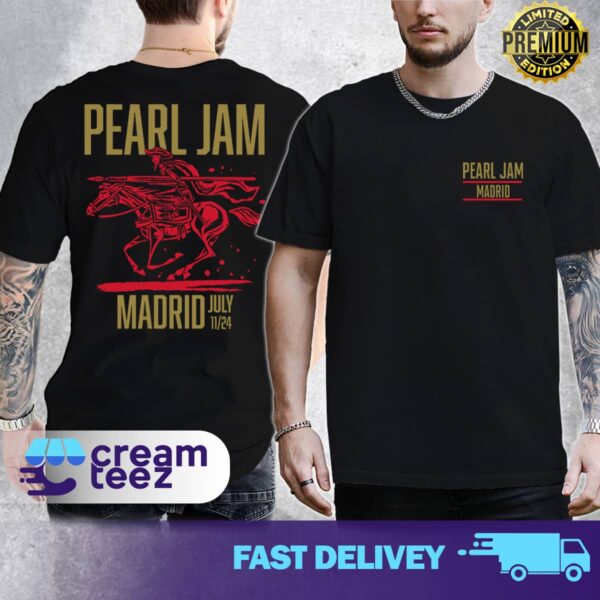 Pearl Jam Dark Matter Tour New poster for Madrid tour artwork from Villy Villain July 11, 2024 Mad Cool Festival Madrid, Spain Print T shirt