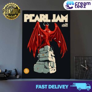 Pearl Jam Limited merchandise poster Artwork by Rupert Gruber at canceled tour in London July 2, 2024 Print Art Poster And Canvas