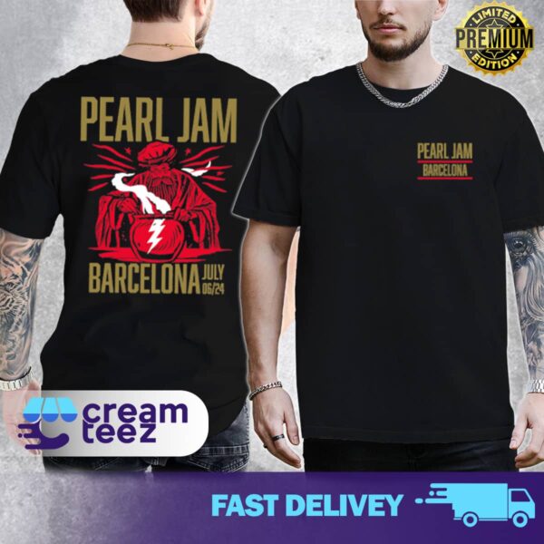 Pearl Jam World Tour Dark Matter in Buenos Diaz Barcelona limited merchandise tour t-shirt Murder Palau Capital Sant Jordi Barcelona July 6, 2024