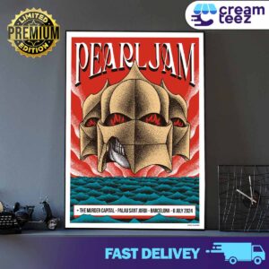 Pearl Jam World Tour Dark Matter in Buenos dias Barcelona and poster and merch artwork from Alex Omist The murder Capital Palau Sant Jordi Barcelona July 6 2024 2