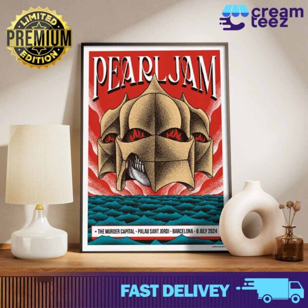 Pearl Jam World Tour Dark Matter in Buenos dias Barcelona and poster and merch artwork from Alex Omist The murder Capital Palau Sant Jordi Barcelona July 6 2024 Print Art Poster And Canvas