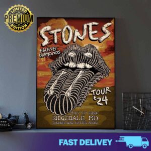 Rolling Stones Hackney Diamonds tour Last show of the US Canada tour tonight and poster merch limited, at Thunder Ridge Nature Arena, in Ridgedale July 21st 2024 2