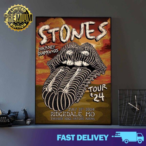 Rolling Stones Hackney Diamonds tour Last show of the US Canada tour tonight and poster merch limited, at Thunder Ridge Nature Arena, in Ridgedale July 21st 2024 Print Art Poster And Canvas