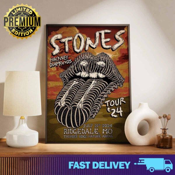 Rolling Stones Hackney Diamonds tour Last show of the US Canada tour tonight and poster merch limited, at Thunder Ridge Nature Arena, in Ridgedale July 21st 2024 Print Art Poster And Canvas