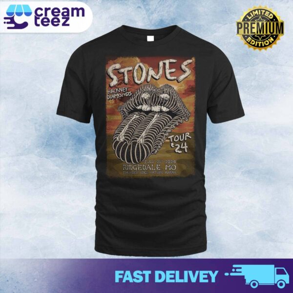 Rolling Stones Hackney Diamonds tour Last show of the US Canada tour tonight and poster merch limited, at Thunder Ridge Nature Arena, in Ridgedale July 21st 2024 Print Tee Unisex