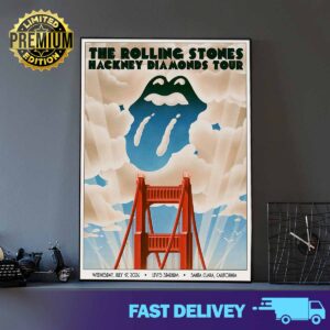 The Rolling Stones Hackney Diamonds Tour Limited merchandise poster with only two shows remaining on the Stones Tour 2024 at Levi’s Stadium in Santa Clara Wednesday, July 17 2024 Print Art Poster And Canvas