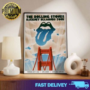 The Rolling Stones Hackney Diamonds Tour Limited merchandise poster with only two shows remaining on the Stones Tour 2024 at Levi's Stadium in Santa Clara Wednesday, July 17 2024