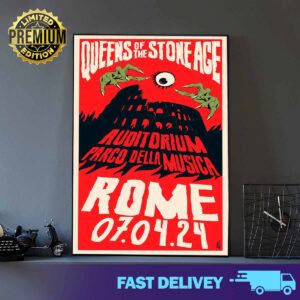 Tonight in Times New Roman Queens Of The Stone Age Auditorium Parco Della Musica poster merch July 4 2024 Print Art Poster And Canvas