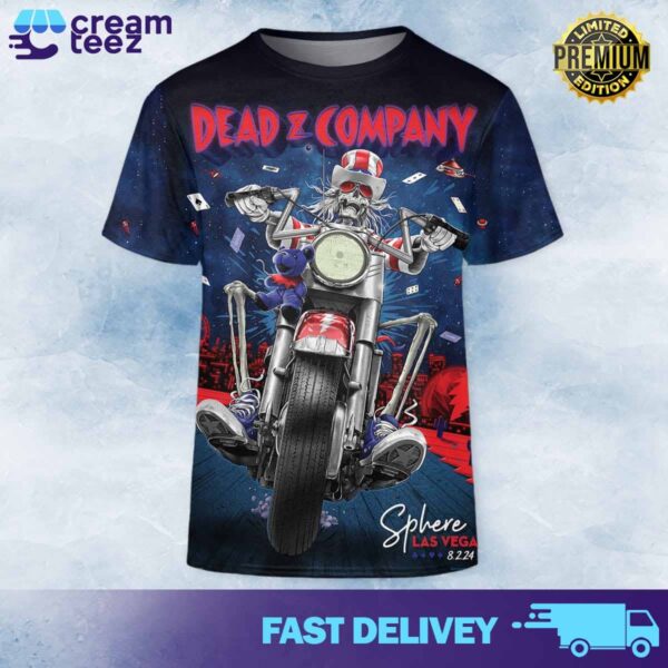 Dead and Company Sphere Official Limited Merchandise Poster in Las Vegas August 2, 2024 All Over Print T-shirt 3D