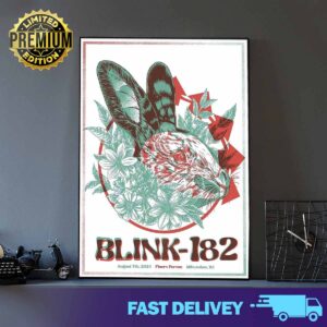 Official blink 182 poster for today's show at the Fiserv Forum Milwaukee, Wisconsin August 7th 2024 2