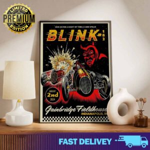 Official blink-182 poster for today’s show at the Gainbridge Fieldhouse in Indianapolis, IN August 02 2024 Print Art Poster And Canvas